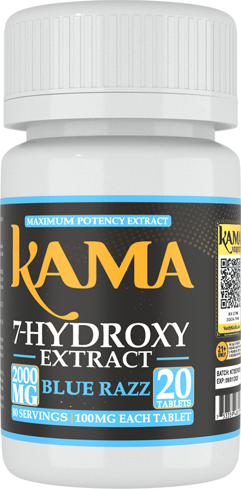 KAMA 7-Hydroxy Extract 2000 MG 20 Tablets Blue Razz